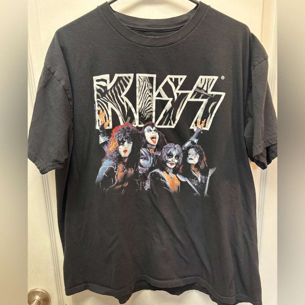 KISS the Band Men’s Black Cotton T-Shirt Size XL